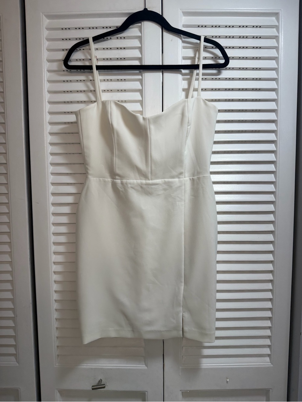 Nookie Alina Cream Spaghetti Strap Scuba Crepe Mini Dress